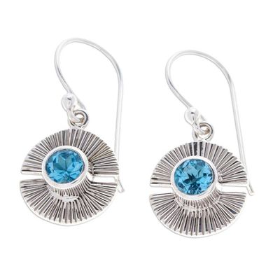 Alternate image for Sterling Silver Dangle Earrings with Faceted Topaz Stones Altar of The Wise