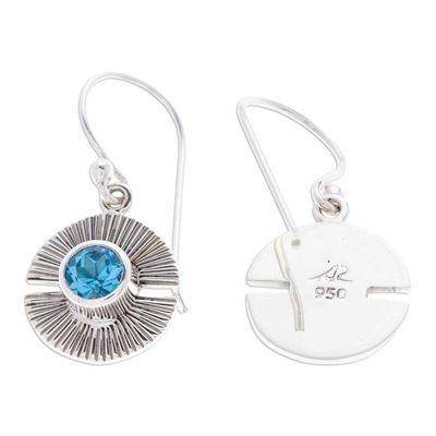Alternate image for Sterling Silver Dangle Earrings with Faceted Topaz Stones Altar of The Wise
