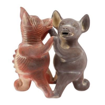 Alternate image for Mexico Pre Hispanic Museum Replica Figurine Crafted by Hand Dancing Colima Dogs
