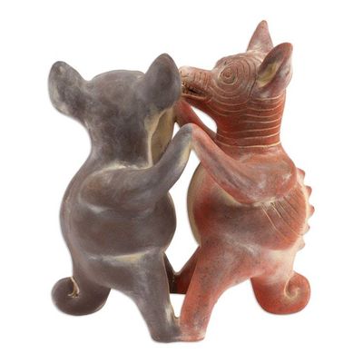 Alternate image for Mexico Pre Hispanic Museum Replica Figurine Crafted by Hand Dancing Colima Dogs