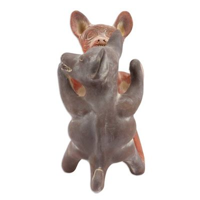 Alternate image for Mexico Pre Hispanic Museum Replica Figurine Crafted by Hand Dancing Colima Dogs