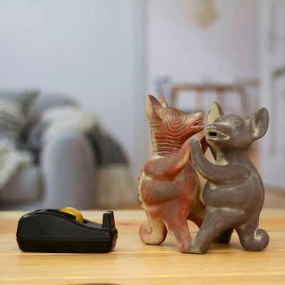 Alternate image for Mexico Pre Hispanic Museum Replica Figurine Crafted by Hand Dancing Colima Dogs