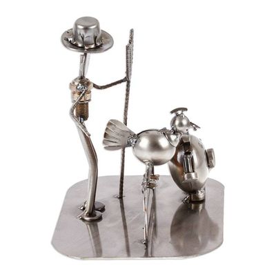 Alternate image for Mexican Handcrafted Recycled Auto Parts Farm Sculpture Mechanical Farmer