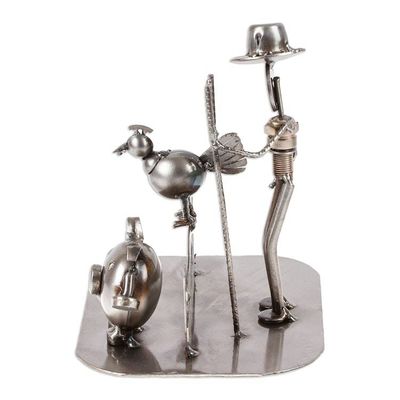 Alternate image for Mexican Handcrafted Recycled Auto Parts Farm Sculpture Mechanical Farmer