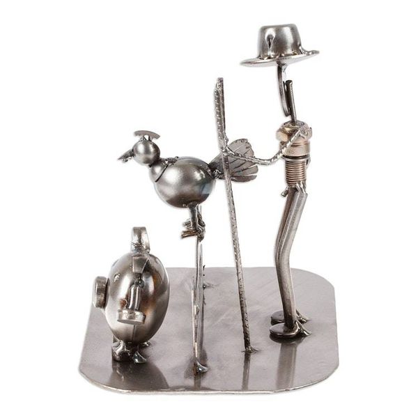 Alternate image for Mexican Handcrafted Recycled Auto Parts Farm Sculpture Mechanical Farmer