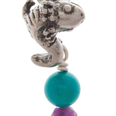 Alternate image for Reconstituted Turquoise and Amethyst Axolotl Drop Earrings Amazing Axolotl