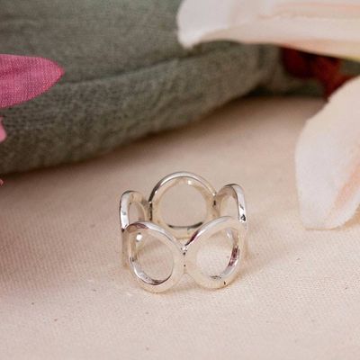 Primary image for Modern High-Polished 950 Silver Band Ring Crafted in Mexico Circle of Futurism