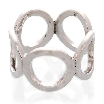 Alternate image for Modern High-Polished 950 Silver Band Ring Crafted in Mexico Circle of Futurism