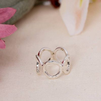 Alternate image for Modern High-Polished 950 Silver Band Ring Crafted in Mexico Circle of Futurism