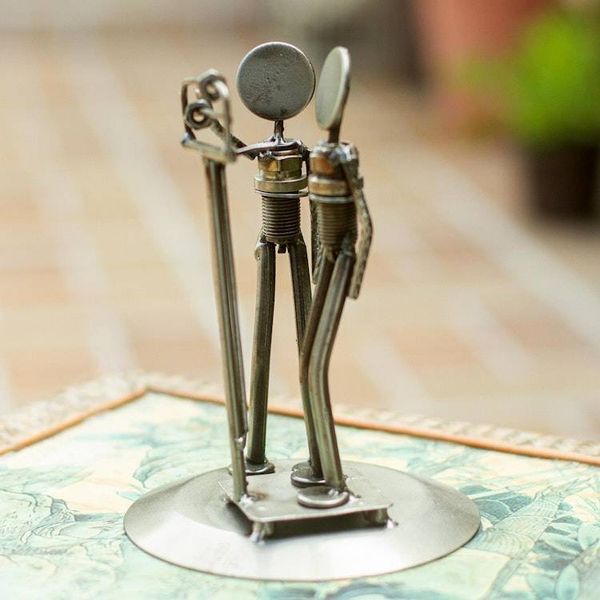 Alternate image for Rustic Recycled Auto Part Sculpture of a Nutritionist Rustic Nutritionist