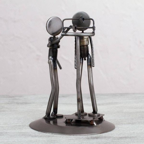 Alternate image for Rustic Recycled Auto Part Sculpture of a Nutritionist Rustic Nutritionist