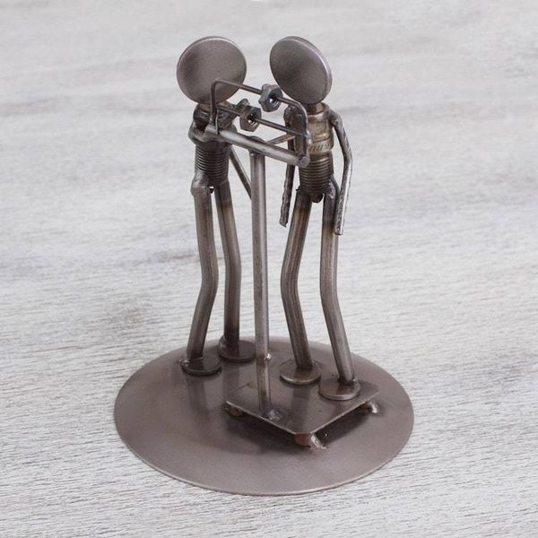 Alternate image for Rustic Recycled Auto Part Sculpture of a Nutritionist Rustic Nutritionist