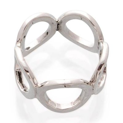 Alternate image for Modern High-Polished 950 Silver Band Ring Crafted in Mexico Circle of Futurism