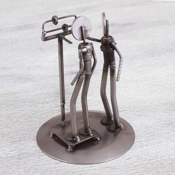 Alternate image for Rustic Recycled Auto Part Sculpture of a Nutritionist Rustic Nutritionist