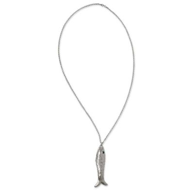 Alternate image for Taxco Artisan Crafted Sterling Silver Fish Pendant Necklace Taxco Fish