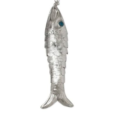 Alternate image for Taxco Artisan Crafted Sterling Silver Fish Pendant Necklace Taxco Fish