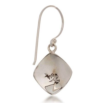 Alternate image for Modern Diamond-Shaped Silver Dangle Earrings from Mexico Avant-Garde Charmer