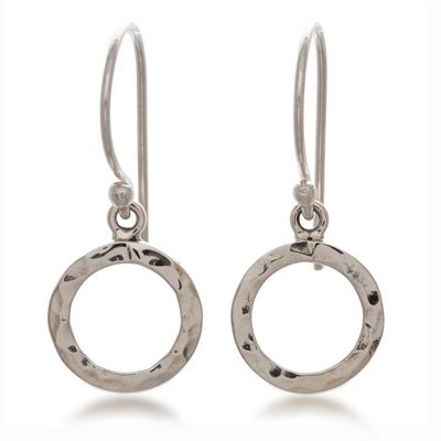 Alternate image for Minimalist High-Polished Silver Dangle Earrings from Mexico Crowns of Tomorrow