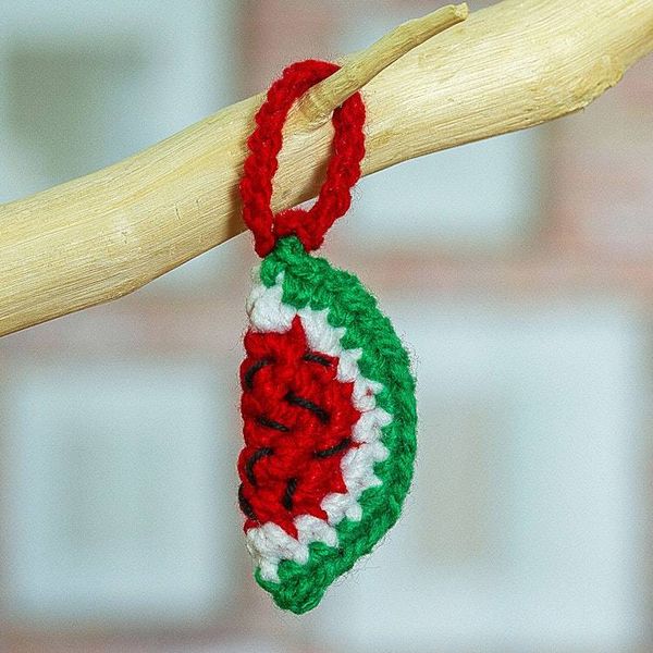 Alternate image for Watermelon Crocheted Charm for Handbags Handmade in Mexico Cute Watermelon
