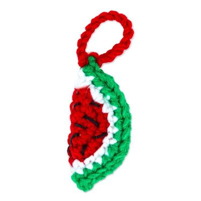 Alternate image for Watermelon Crocheted Charm for Handbags Handmade in Mexico Cute Watermelon