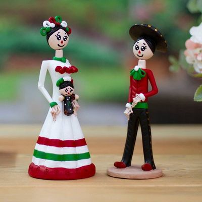 Primary image for Mexican-Inspired 2-Piece Hand-Painted Couple Sculpture Set Sunrise in Love