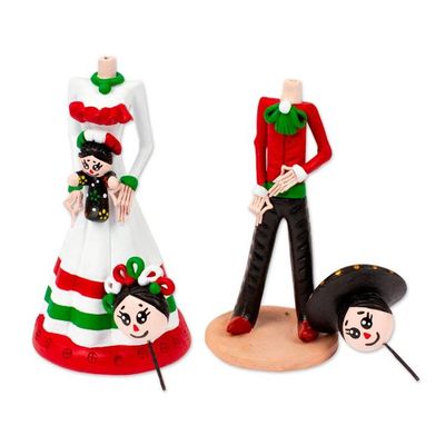 Alternate image for Mexican-Inspired 2-Piece Hand-Painted Couple Sculpture Set Sunrise in Love