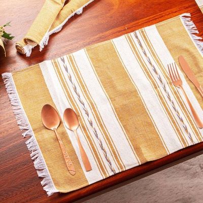 Alternate image for Four Hand Woven Brown and Beige Cotton Zapotec Placemats Oaxaca Earth