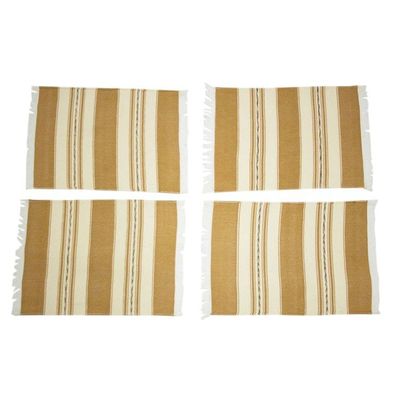 Alternate image for Four Hand Woven Brown and Beige Cotton Zapotec Placemats Oaxaca Earth