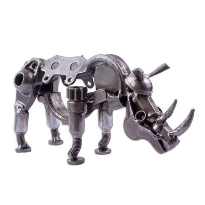 Alternate image for Recycled Auto Part Small Baby Rhino Sculpture from Mexico Rustic Baby Rhino