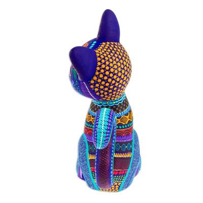 Alternate image for Handcrafted Ceramic Alebrije Figurine of Colorful Cat Oneiric Feline