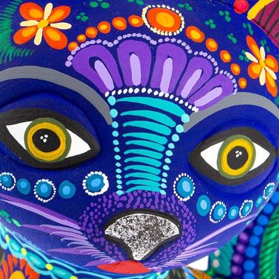 Alternate image for Handcrafted Ceramic Alebrije Figurine of Colorful Cat Oneiric Feline