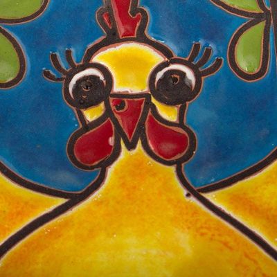 Alternate image for Whimsical Chicken-Themed Ceramic Wall Art from Mexico Swinging Chicken