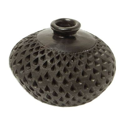 Alternate image for Handmade Black Clay Decorative Vase Bartolo Black