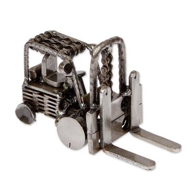 Alternate image for Eco-Friendly Recycled Metal Forklift Figurine from Mexico Charming Forklift