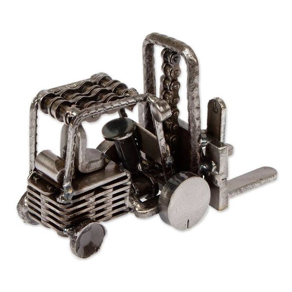 Alternate image for Eco-Friendly Recycled Metal Forklift Figurine from Mexico Charming Forklift
