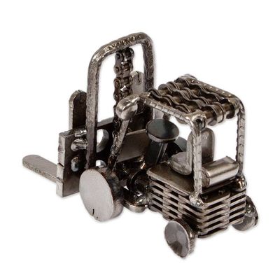 Alternate image for Eco-Friendly Recycled Metal Forklift Figurine from Mexico Charming Forklift