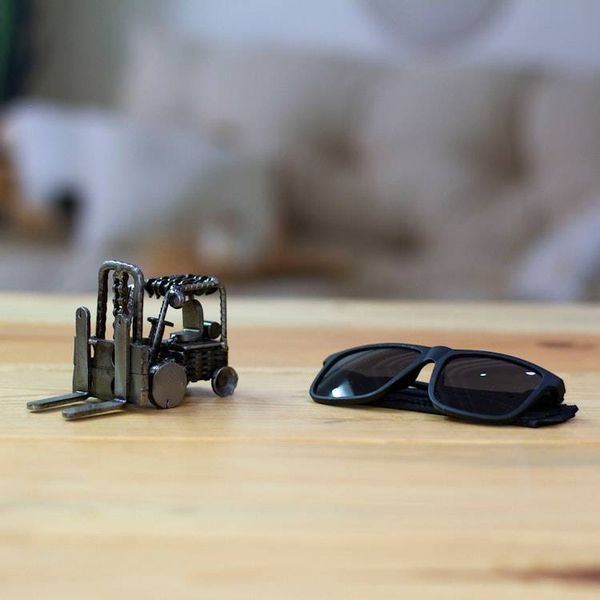 Alternate image for Eco-Friendly Recycled Metal Forklift Figurine from Mexico Charming Forklift