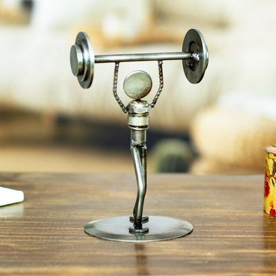 Alternate image for Weightlifter Recycled Metal Sculpture Strength