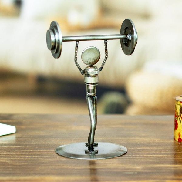 Alternate image for Weightlifter Recycled Metal Sculpture Strength