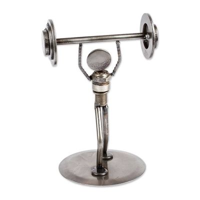 Alternate image for Weightlifter Recycled Metal Sculpture Strength