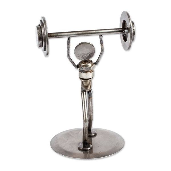 Alternate image for Weightlifter Recycled Metal Sculpture Strength