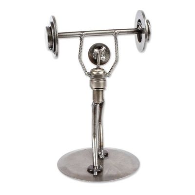 Alternate image for Weightlifter Recycled Metal Sculpture Strength