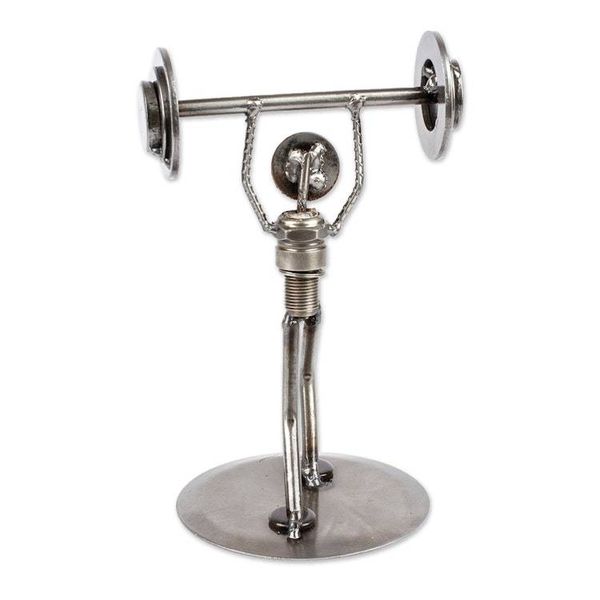 Alternate image for Weightlifter Recycled Metal Sculpture Strength