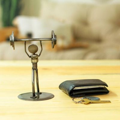 Alternate image for Weightlifter Recycled Metal Sculpture Strength