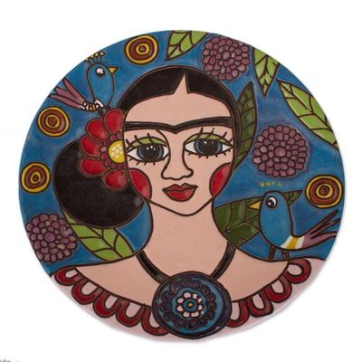 Alternate image for Frida-Themed Ceramic Wall Art Crafted in Mexico Elegant Frida