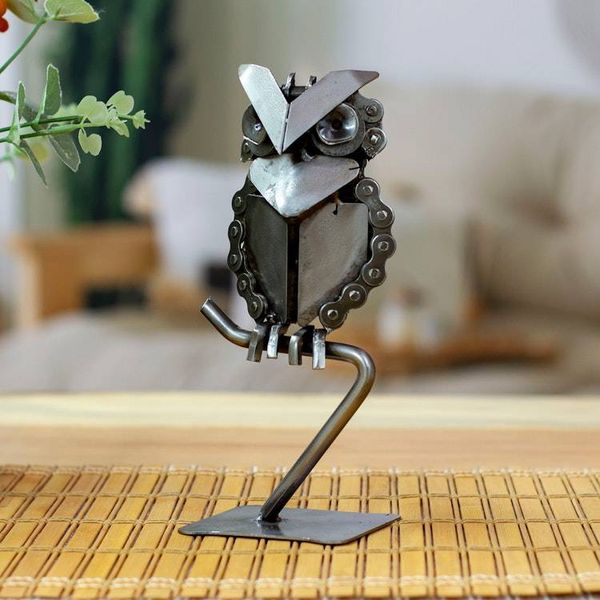 Alternate image for Eco-Friendly Recycled Metal Sculpture of a Perching Owl Perching Owl