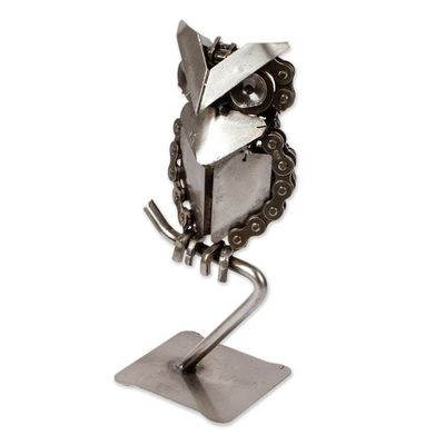 Alternate image for Eco-Friendly Recycled Metal Sculpture of a Perching Owl Perching Owl
