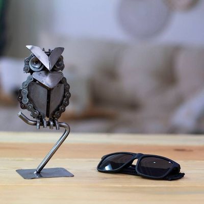 Alternate image for Eco-Friendly Recycled Metal Sculpture of a Perching Owl Perching Owl