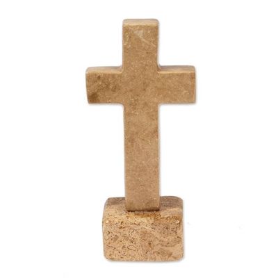Alternate image for Inspirational Religious Hand-Carved Marble Cross Sculpture Ode to Hope