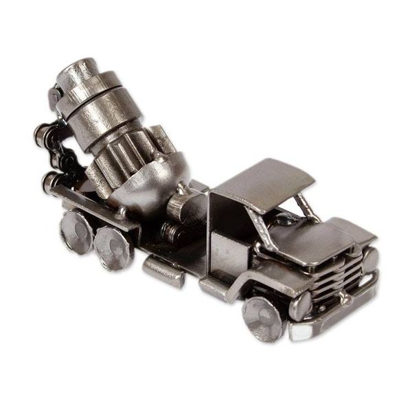 Alternate image for Recycled Metal Figurine with Concrete Mixer Truck Theme Mixing Magic